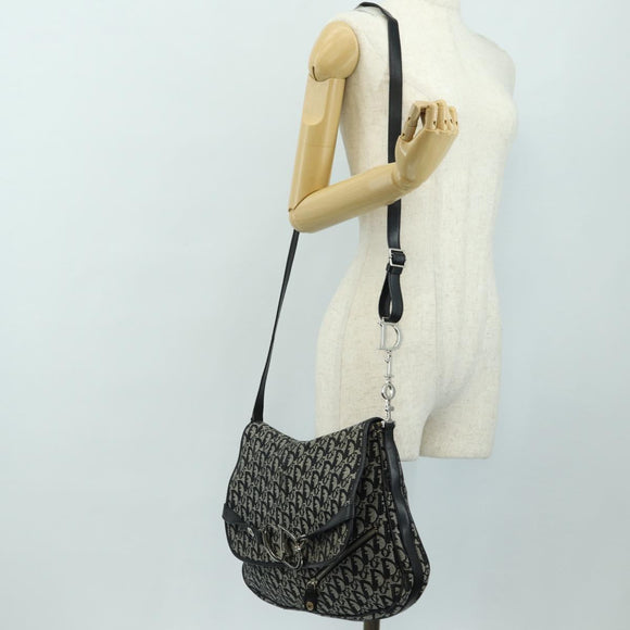 Christian Dior Trotter Canvas Umhängetasche Schwarz Silber Auth bs35297SAV