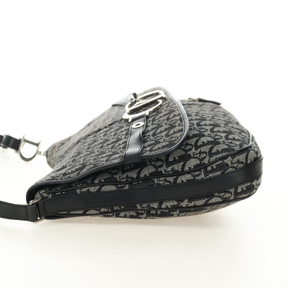 Christian Dior Trotter Canvas Umhängetasche Schwarz Silber Auth bs35297SAV