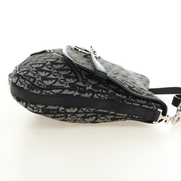 Christian Dior Trotter Canvas Umhängetasche Schwarz Silber Auth bs35297SAV