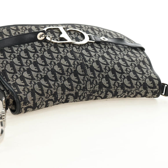 Christian Dior Trotter Canvas Umhängetasche Schwarz Silber Auth bs35297SAV