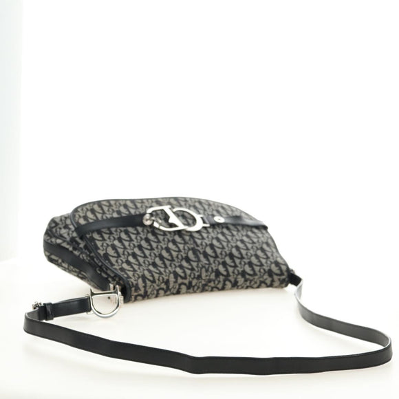 Christian Dior Trotter Canvas Umhängetasche Schwarz Silber Auth bs35297SAV