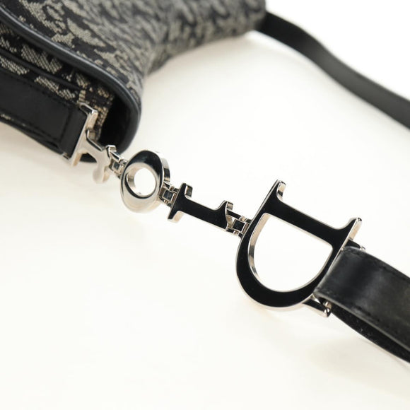 Christian Dior Trotter Canvas Umhängetasche Schwarz Silber Auth bs35297SAV