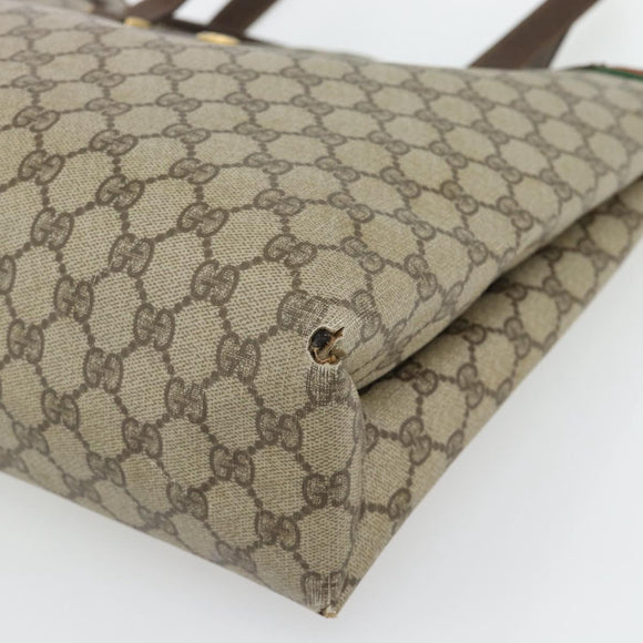 GUCCI GG Supreme Web Sherry Line Tote Bag PVC Beige Red 39 02 091 Auth bs35298