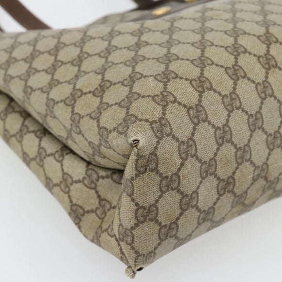 GUCCI GG Supreme Web Sherry Line Tote Bag PVC Beige Red 39 02 091 Auth bs35298