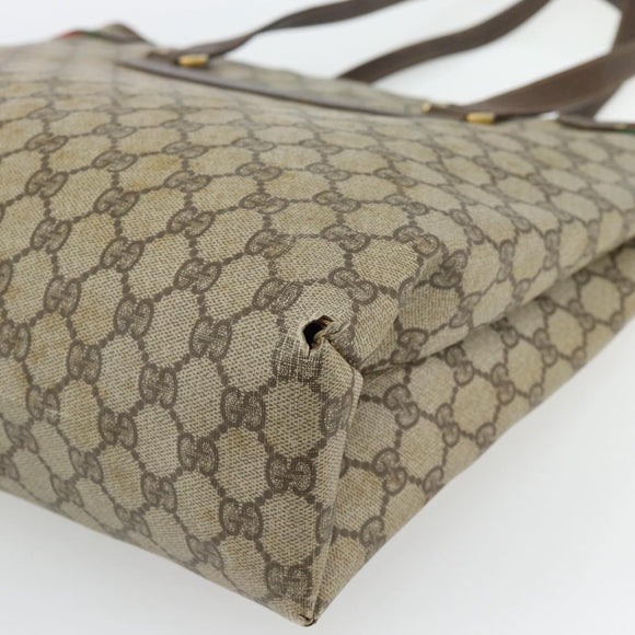 GUCCI GG Supreme Web Sherry Line Tote Bag PVC Beige Red 39 02 091 Auth bs35298