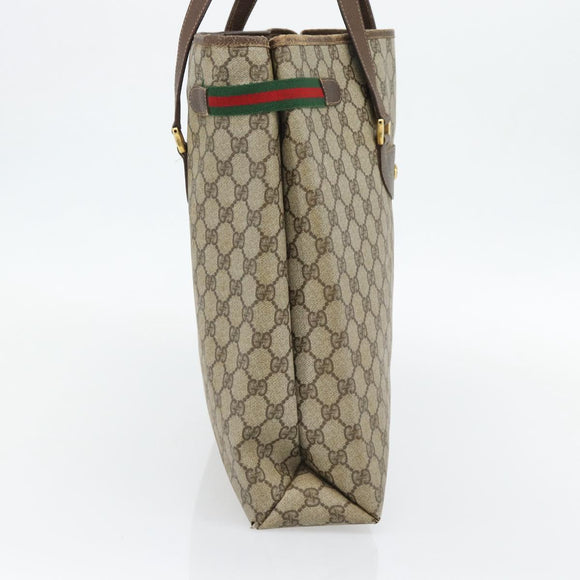 GUCCI GG Supreme Web Sherry Line Tote Bag PVC Beige Red 39 02 091 Auth bs35298