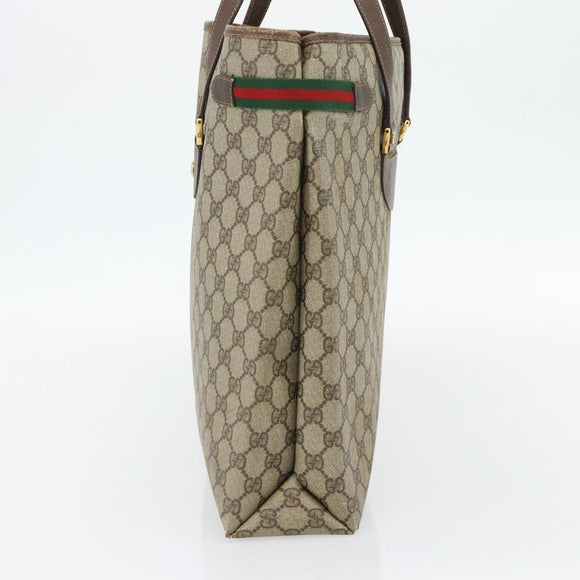 GUCCI GG Supreme Web Sherry Line Tote Bag PVC Beige Red 39 02 091 Auth bs35298