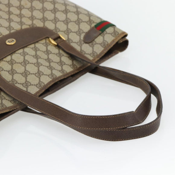 GUCCI GG Supreme Web Sherry Line Tote Bag PVC Beige Red 39 02 091 Auth bs35298