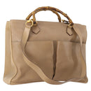 GUCCI Bamboo Hand Bag Leather 2way Beige Gold Auth bs35299-1