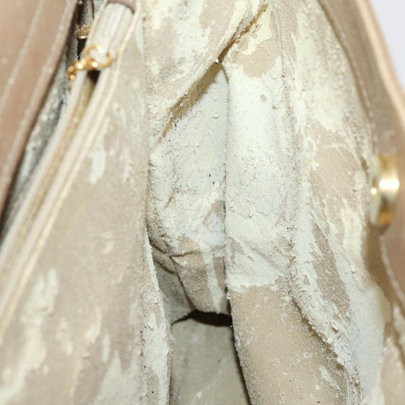 GUCCI Bamboo Hand Bag Leather 2way Beige Gold Auth bs35299