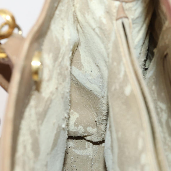 GUCCI Bamboo Hand Bag Leather 2way Beige Gold Auth bs35299
