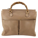 GUCCI Bamboo Hand Bag Leather 2way Beige Gold Auth bs35299-13