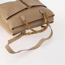 GUCCI Bamboo Hand Bag Leather 2way Beige Gold Auth bs35299-7