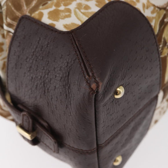 Salvatore Ferragamo Handtas Satijn Bruin Goud Auth bs35300