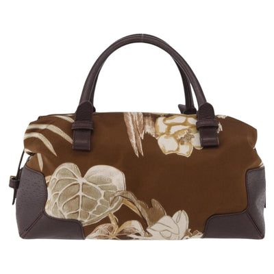 Salvatore Ferragamo Hand Bag Satin Brown Gold Auth bs35300 - 0