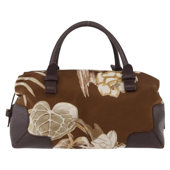 Salvatore Ferragamo Handtas Satijn Bruin Goud Auth bs35300