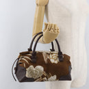 Salvatore Ferragamo Handtas Satijn Bruin Goud Auth bs35300-20