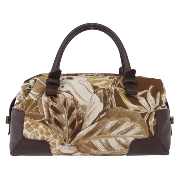 Salvatore Ferragamo Handtas Satijn Bruin Goud Auth bs35300
