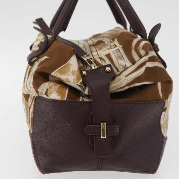 Salvatore Ferragamo Handtas Satijn Bruin Goud Auth bs35300