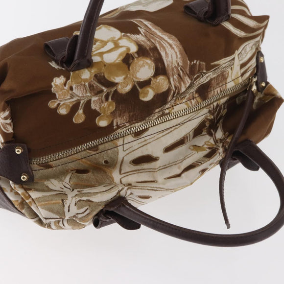 Salvatore Ferragamo Handtas Satijn Bruin Goud Auth bs35300