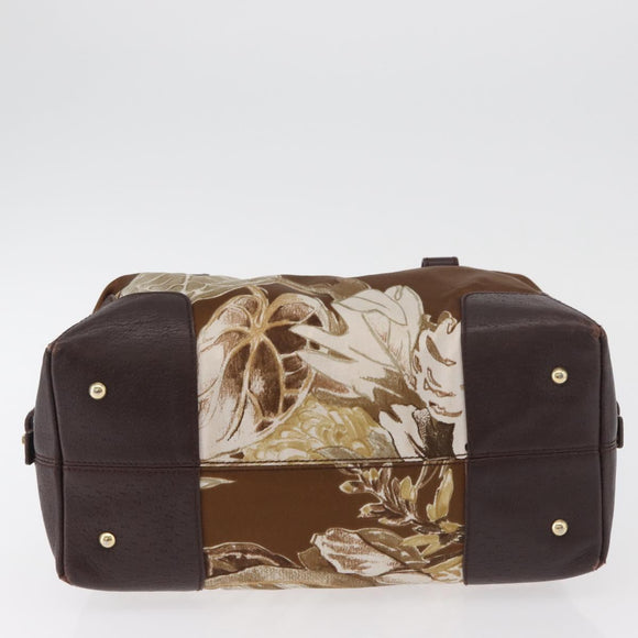 Salvatore Ferragamo Handtas Satijn Bruin Goud Auth bs35300