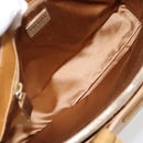PRADA Tote Bag Leer Beige Zilver Auth bs35304-11