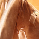 PRADA Tote Bag Leer Beige Zilver Auth bs35304-22