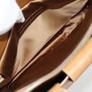 PRADA Tote Bag Leer Beige Zilver Auth bs35304-26