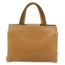 PRADA Tote Bag Leer Beige Zilver Auth bs35304-2
