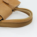 PRADA Tote Bag Leer Beige Zilver Auth bs35304-7