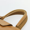 PRADA Tote Bag Leer Beige Zilver Auth bs35304-8