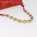 FENDI Mamma Baguette Chain Shoulder Bag Patent leather Red Gold Auth bs35306A-7