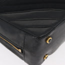 CHANEL V Stitch Shoulder Bag Cotton Black Gold CC Auth bs35307-10