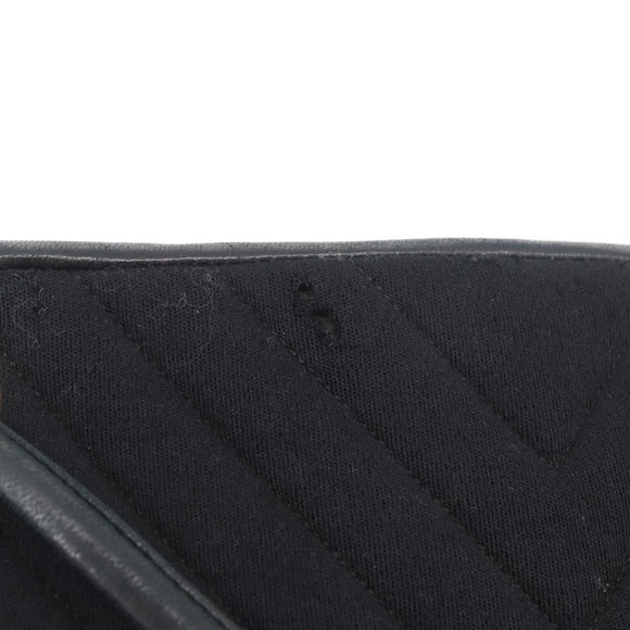 CHANEL V Stitch Shoulder Bag Cotton Black Gold CC Auth bs35307
