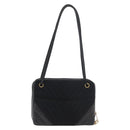 CHANEL V Stitch Shoulder Bag Cotton Black Gold CC Auth bs35307-3
