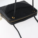 CHANEL V Stitch Shoulder Bag Cotton Black Gold CC Auth bs35307-6