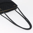 CHANEL V Stitch Shoulder Bag Cotton Black Gold CC Auth bs35307-7