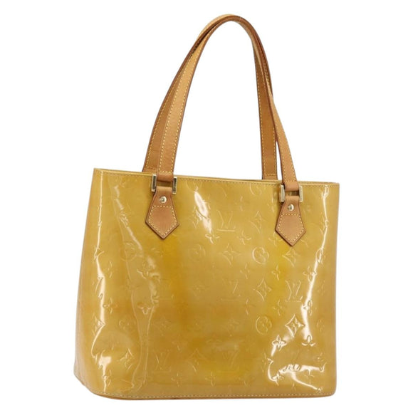 LOUIS VUITTON Monogram Vernis Houston Hand Bag Beige M91004 LV Auth bs35321