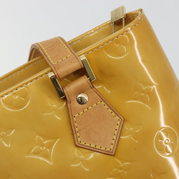 LOUIS VUITTON Monogram Vernis Houston Hand Bag Beige M91004 LV Auth bs35321