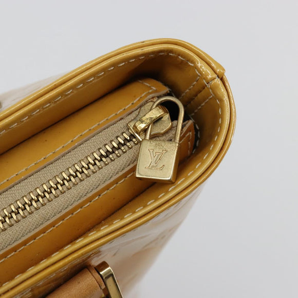 LOUIS VUITTON Monogram Vernis Houston Hand Bag Beige M91004 LV Auth bs35321