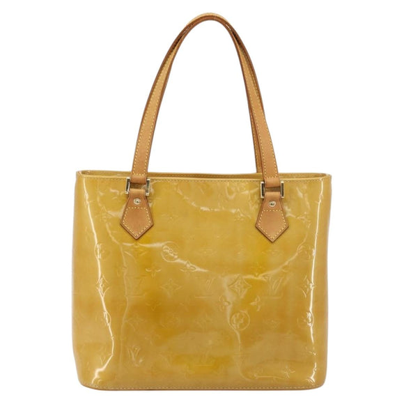 LOUIS VUITTON Monogram Vernis Houston Hand Bag Beige M91004 LV Auth bs35321