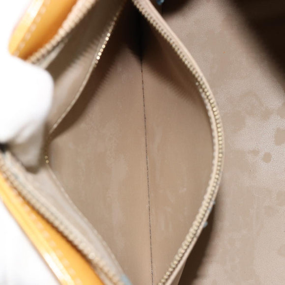 LOUIS VUITTON Monogram Vernis Houston Hand Bag Beige M91004 LV Auth bs35321