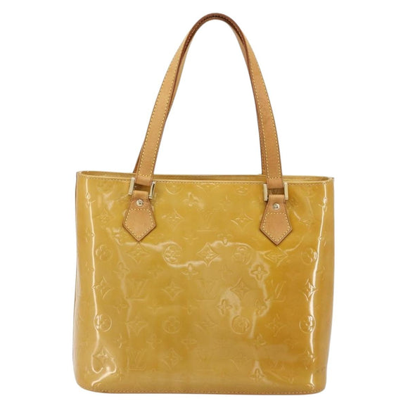 LOUIS VUITTON Monogram Vernis Houston Hand Bag Beige M91004 LV Auth bs35321