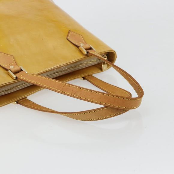 LOUIS VUITTON Monogram Vernis Houston Hand Bag Beige M91004 LV Auth bs35321