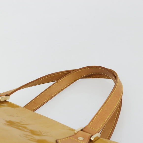 LOUIS VUITTON Monogram Vernis Houston Hand Bag Beige M91004 LV Auth bs35321