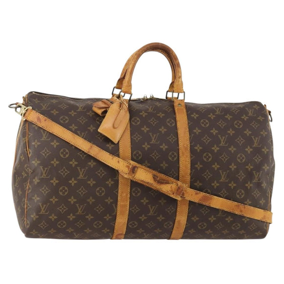 LOUIS VUITTON Monogram Keepall Bandouliere 55 Boston Bag M41414 LV Auth bs35329
