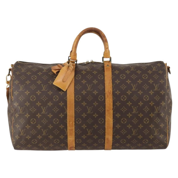 LOUIS VUITTON Monogram Keepall Bandouliere 55 Boston Bag M41414 LV Auth bs35329
