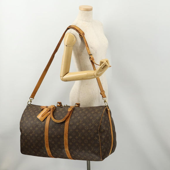 LOUIS VUITTON Monogram Keepall Bandouliere 55 Boston Bag M41414 LV Auth bs35329