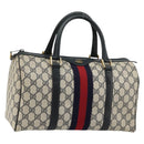 GUCCI GG Supreme Sherry Line Hand Bag PVC Navy Gold 010 378 Auth bs35334-1