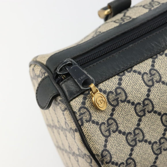 GUCCI GG Supreme Sherry Line Hand Bag PVC Navy Gold 010 378 Auth bs35334